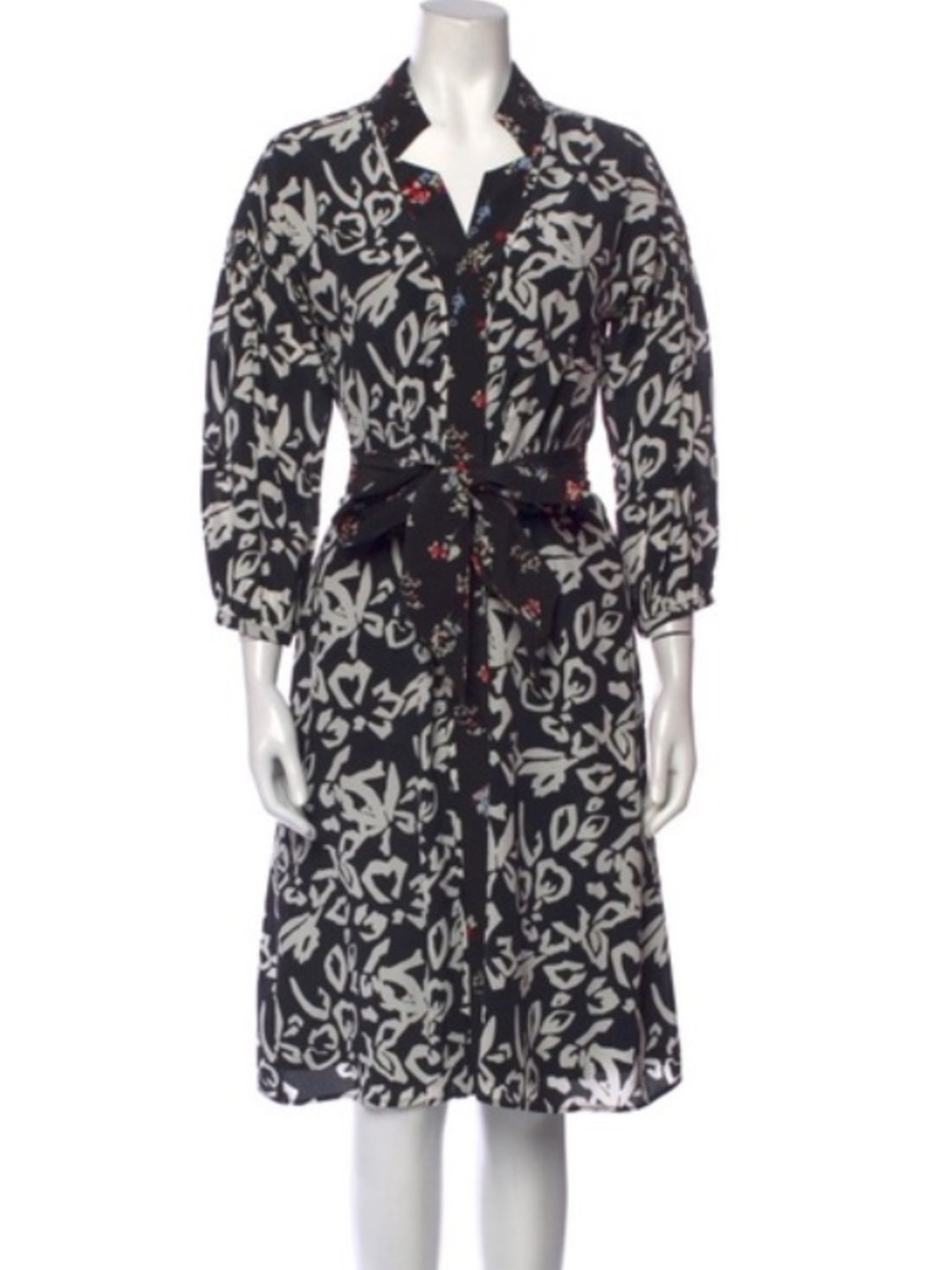 Tanya Taylor Black Dress with Red and Blue Floral Accents